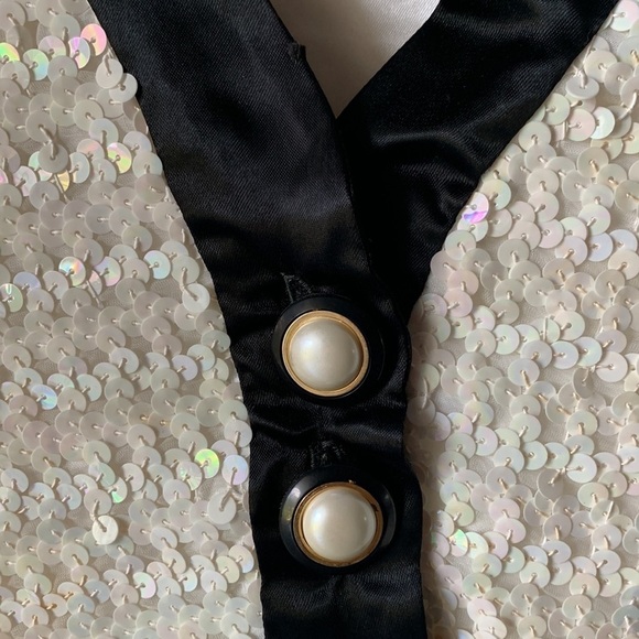 Cream Sequin Cropped Jacket - Picture 3 of 8